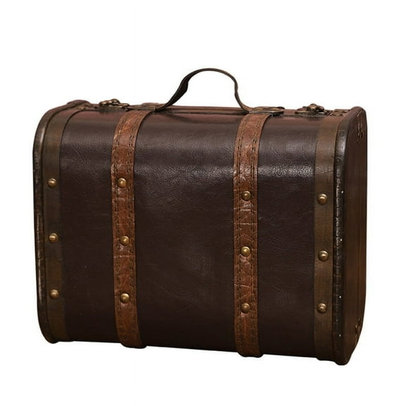 TFixol Home Decor vintage Suitcase Wood Leather Finished Antique Storage Box Decorative Luggage for Photography Props Home Decoration