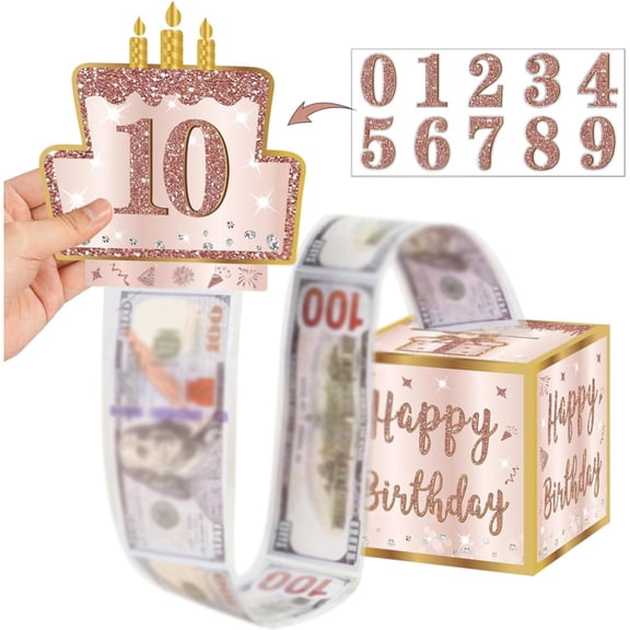 TFixol Household Items Money Box for Cash Pull, Happy Birthday Money Gift Box with Pull-Out Card Surprise Box DIY Set for Women Men