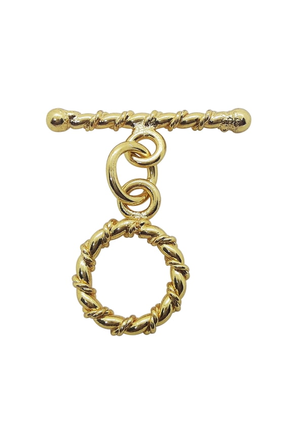 TG-116 18K Gold Overlay Twist Ring Coverd by Twisted Rope Toggle 14MM