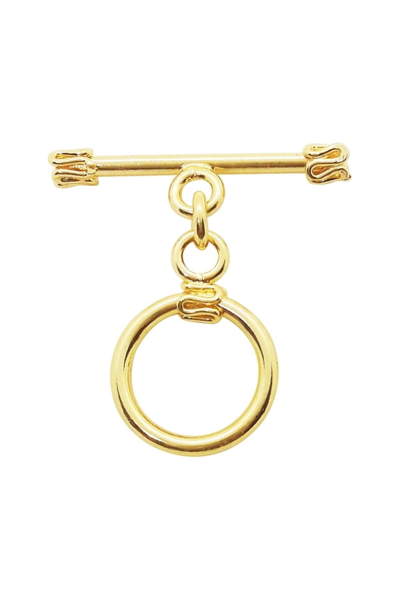 TG-131 18K Gold Overlay Small Beautiful Wrapped Zigzag Wire Toggle 15MM Round Ring