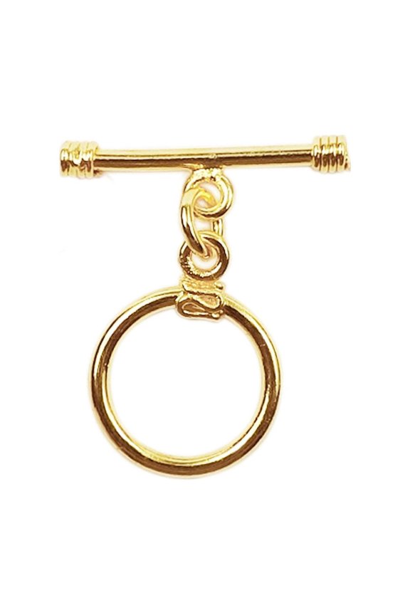 TG-139 18K Gold Overlay Shiny Toggle With Wrapped wire 16MM Round Ring