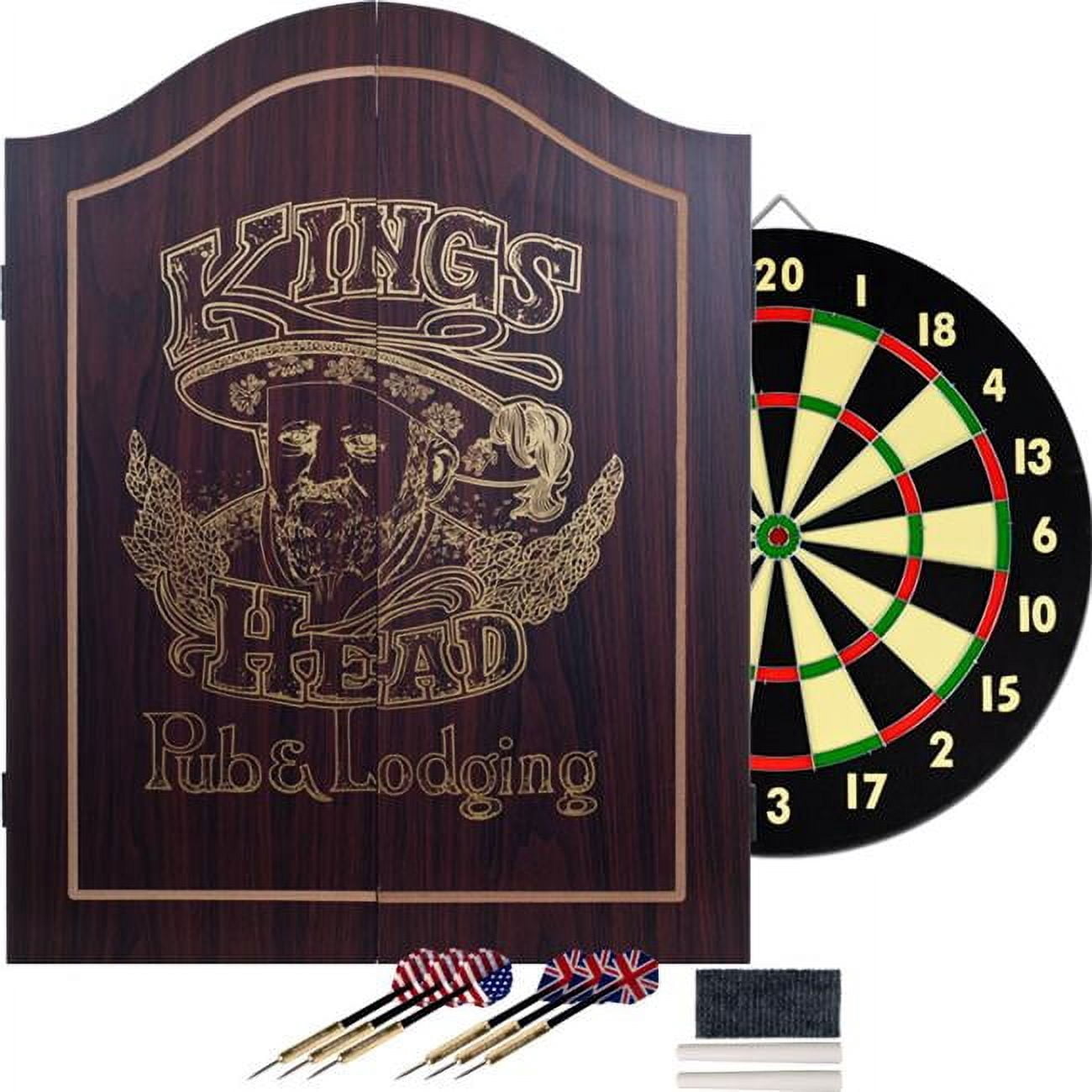 TG 15-DG91004 TGT Kings Head Value Dartboard Cabinet Set - Dark