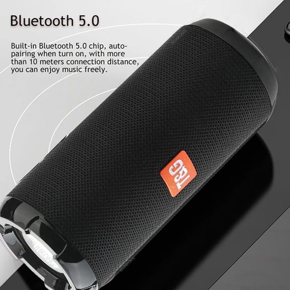 TG-621 Portable Bluetooth Speaker with Handsfree Calling Mic, Waterproof, and FM Radio Capability - Black