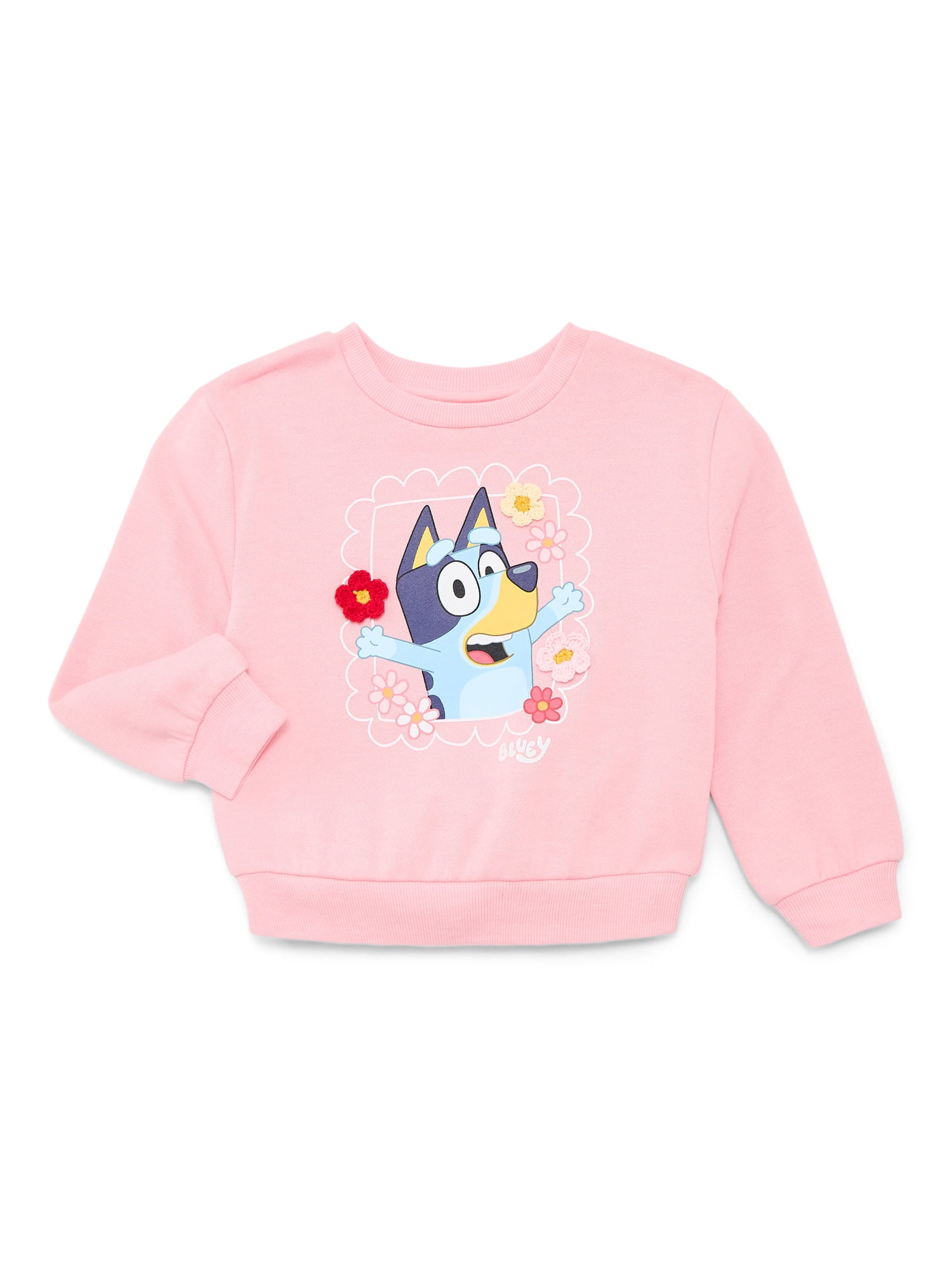 Bluey Toddler Girls Fleece Novelty Crew Sweater, Sizes 2T-5T