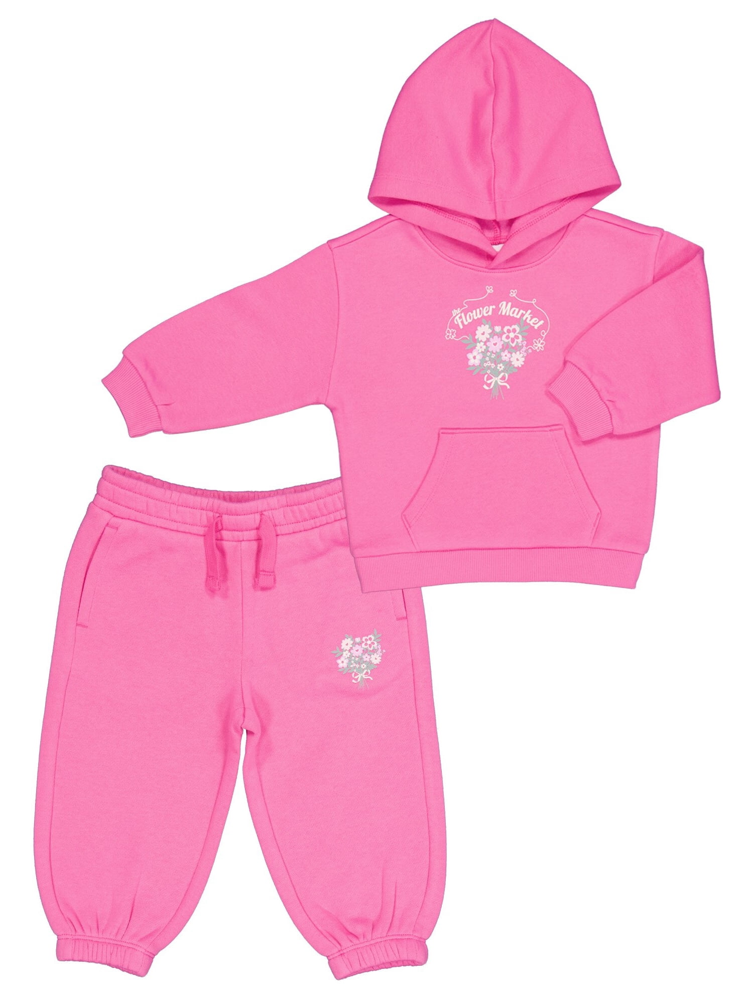 Wonder Nation Toddler Girls Fleece Hoodie Set, 12M-3T
