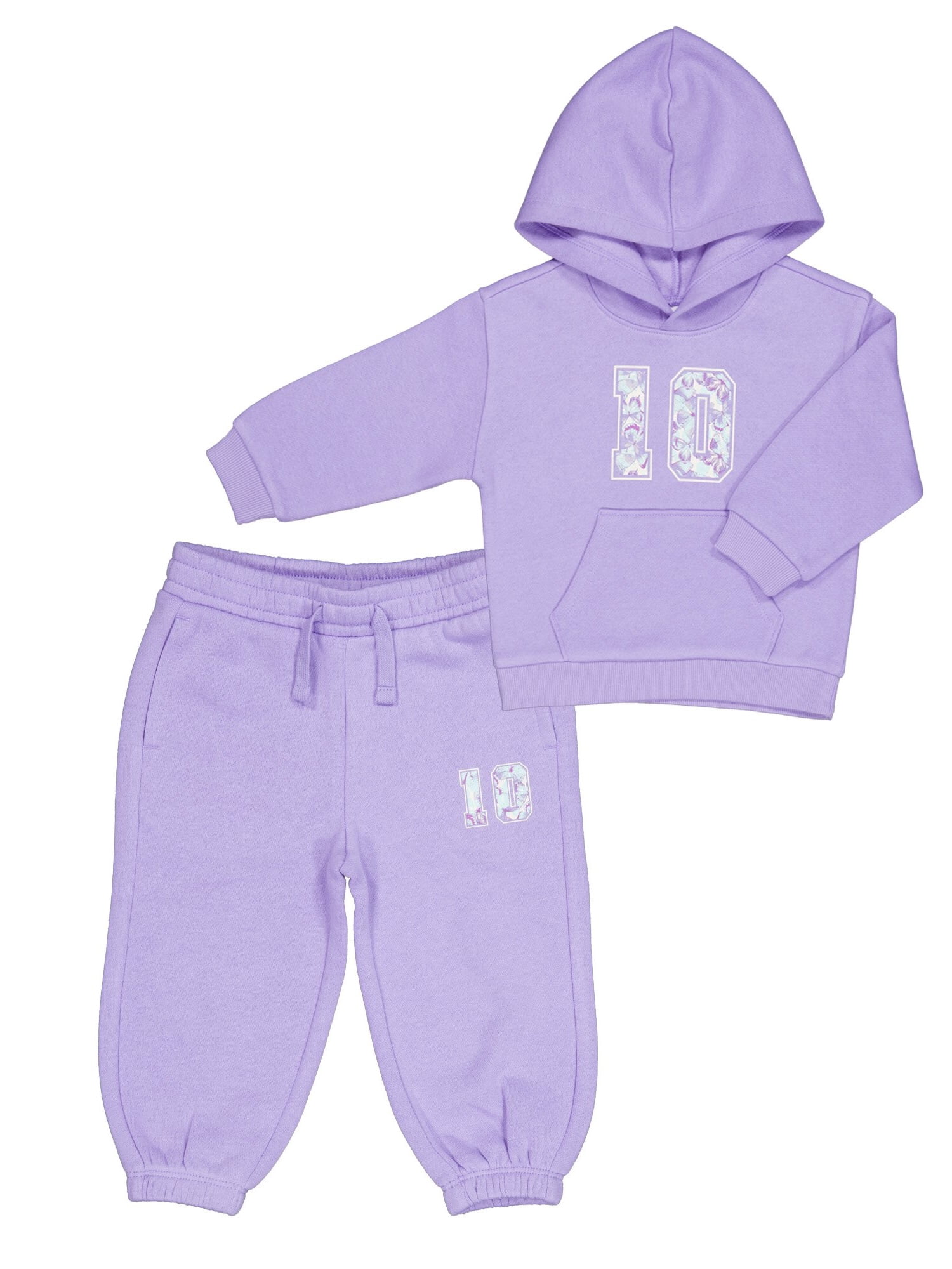 Wonder Nation Toddler Girls Fleece Hoodie Set, 12M-3T