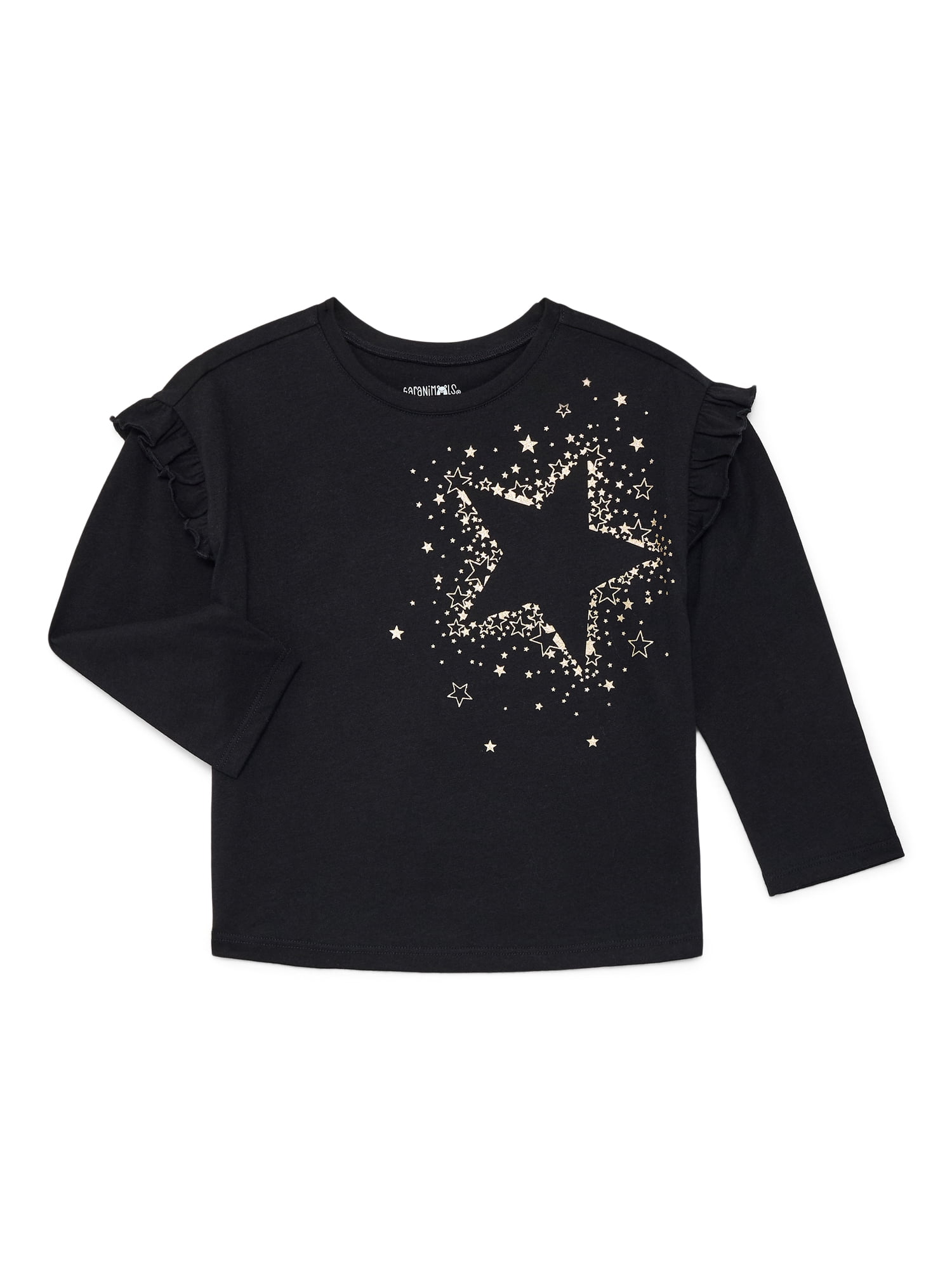 Toddler Girls Holiday Ruffle Shoulder Top with Long Sleeves, Sizes 18M-5T