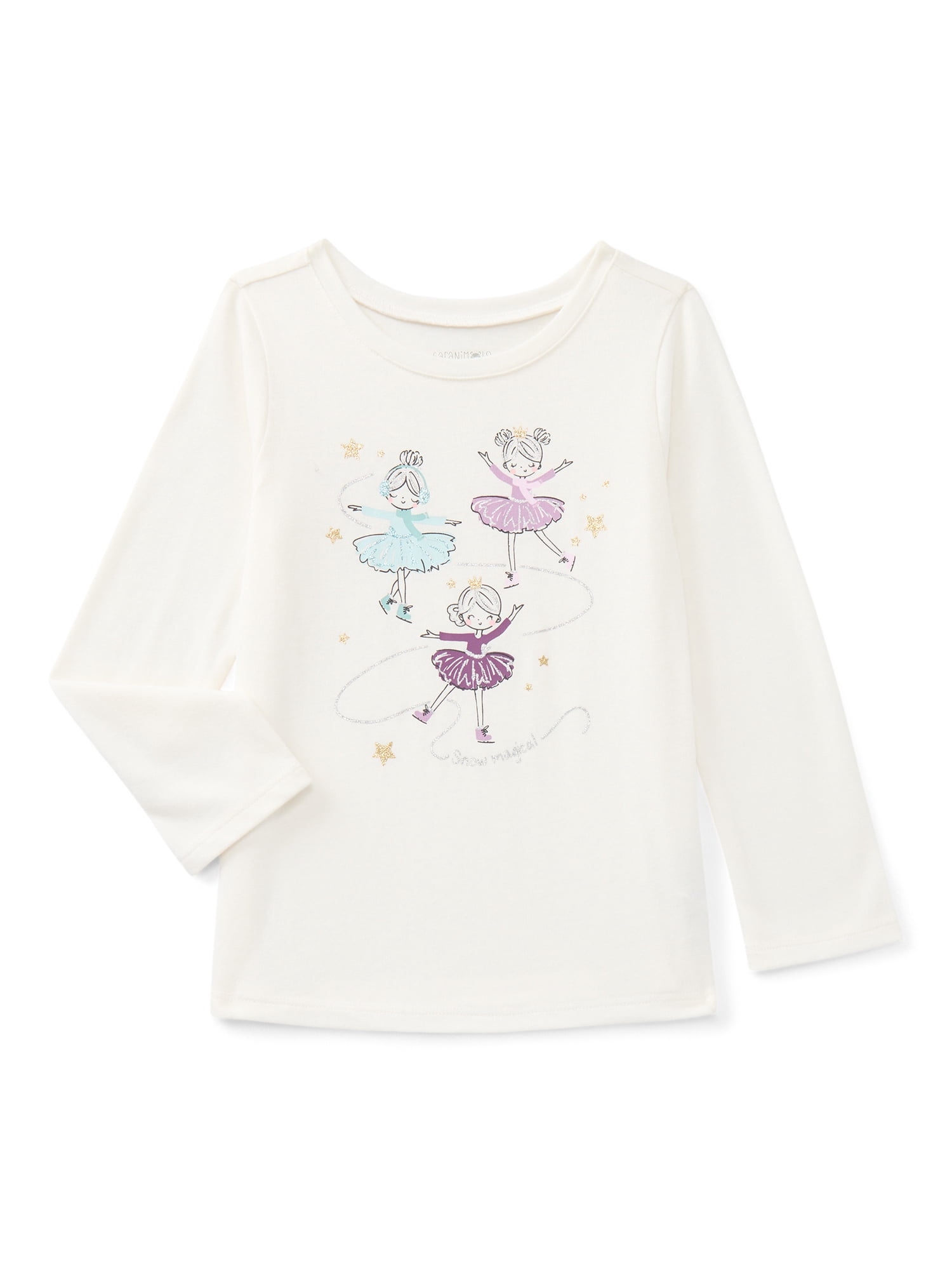 Garanimals Toddler Girls Holiday Graphic Tee with Long Sleeves, Sizes 18M-5T