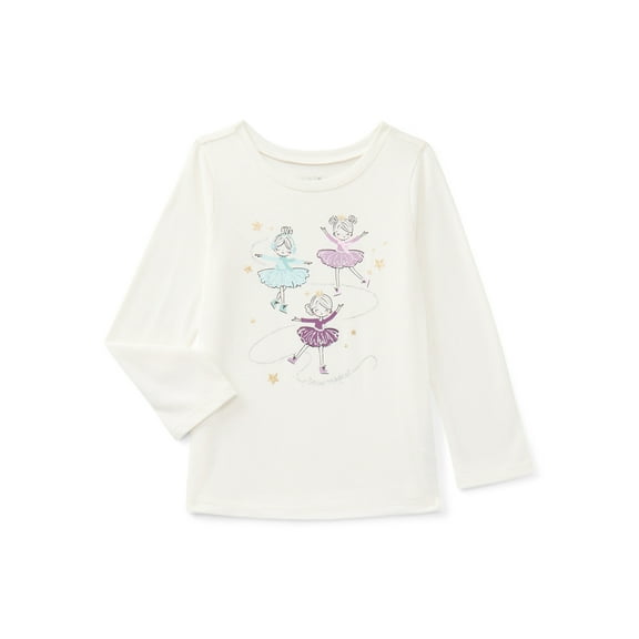 Garanimals Toddler Girls Holiday Graphic Tee with Long Sleeves, Sizes 18M-5T