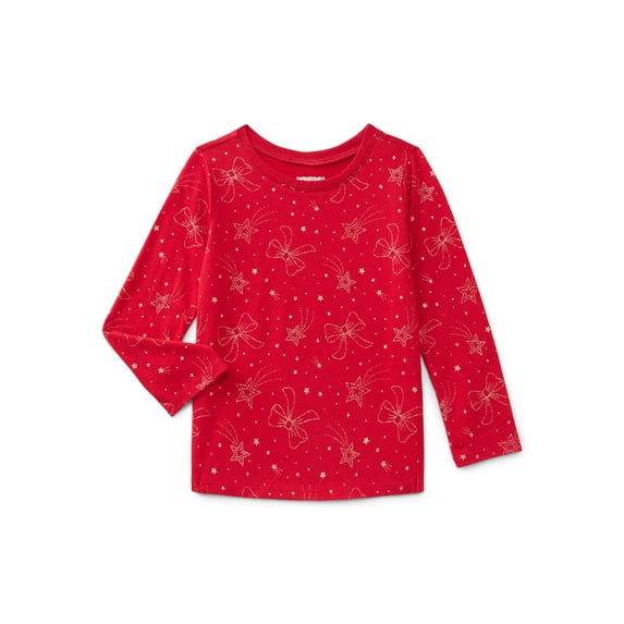 Garanimals Toddler Girls Holiday Tee with Long Sleeves, Sizes 18M-5T
