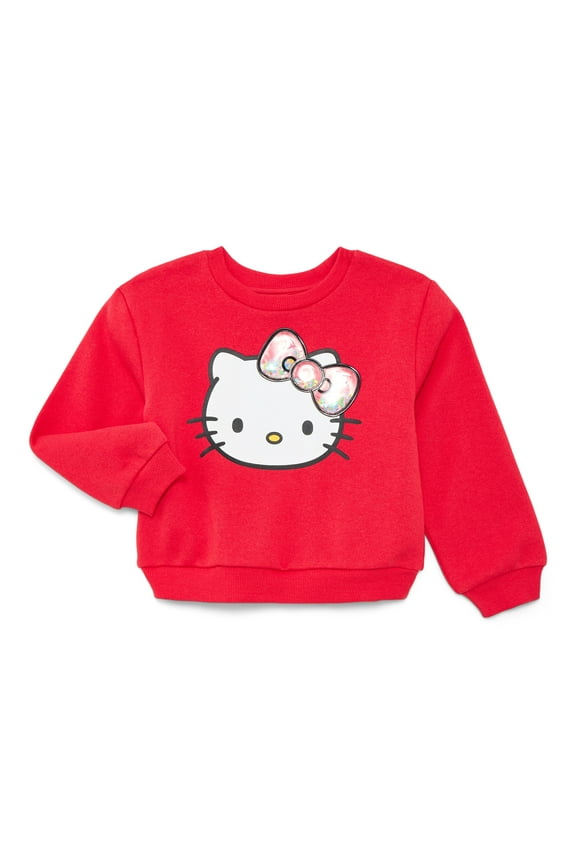 Hello Kitty Toddler Girls Fleece Novelty Crew Sweater, Sizes 2T-5T