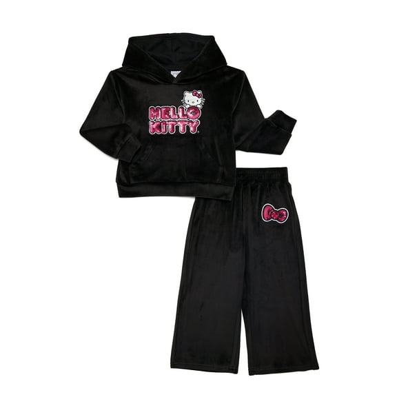 Hello Kitty Toddler Girls Sequin Graphic Velour Hoodie and Pants Set, Sizes 2T-5T