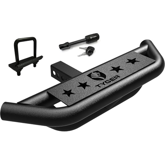 TG-HS8U81238 Hitch Armor Compatible with Vehicles 2" Receiver | Textured Step Rear Bumper Guard Protector Pin Lock and Stabilizer