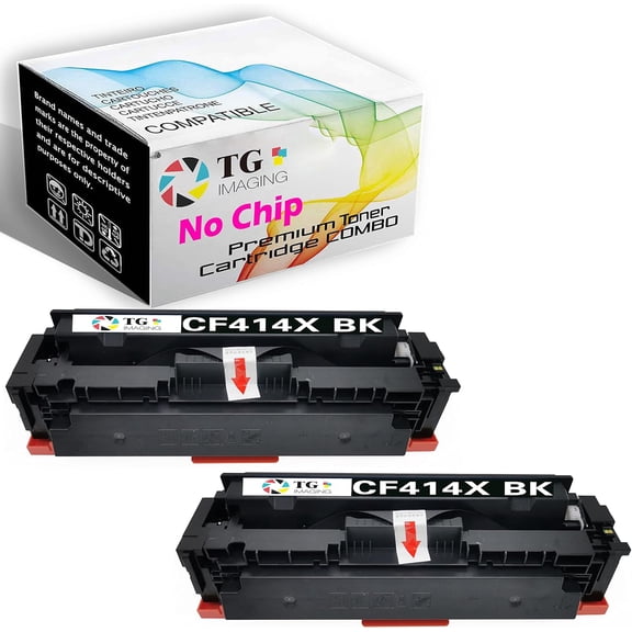TG Imaging Compatible Toner Cartridge Replacement for 414X (Black Only) W2020X (DIY CHIP) Work for Color Laser-Jet MFP Pro M454dw M479fdw M479fdn M454dn M479 M454 Toner Printer (Black, 2 Pack)