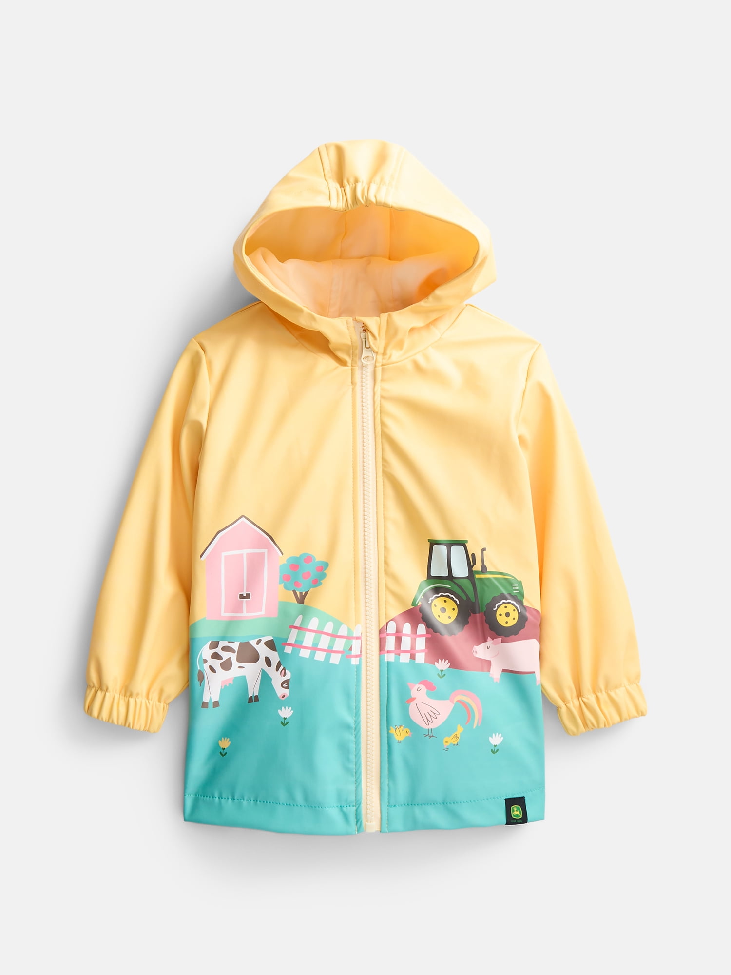John Deere Toddler Girls Hooded Rain Jacket, Sizes 2T-5T