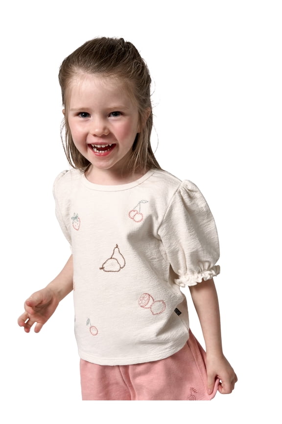 by Gerber Toddler Girl Organic Header Ruffle Puff Sleeve Top, Sizes Months - 5T