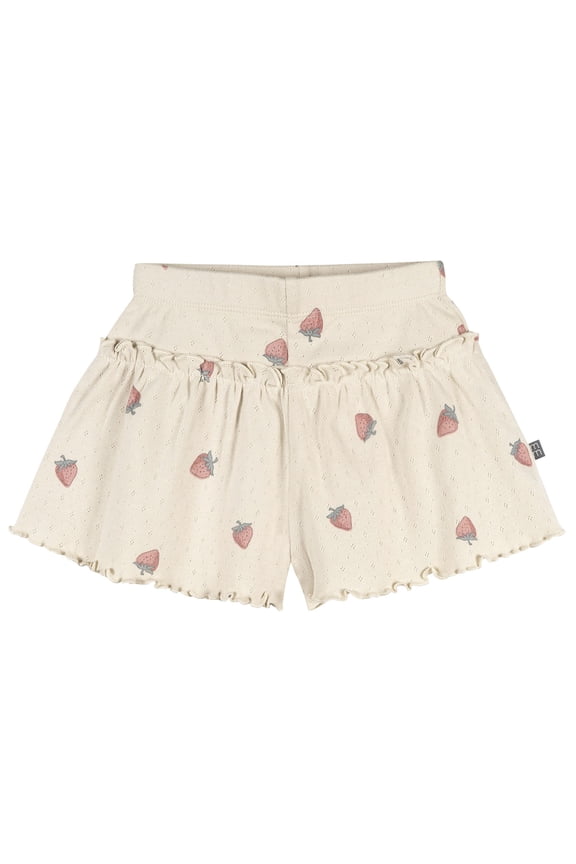 by Gerber Toddler Girl Organic Loose Ruffled Skirted Short, Sizes 12 Months - 5T