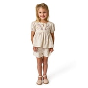 by Gerber Toddler Girl Puff Sleeve Outfit Set, 2-Piece, Sizes 12 Months - 5T