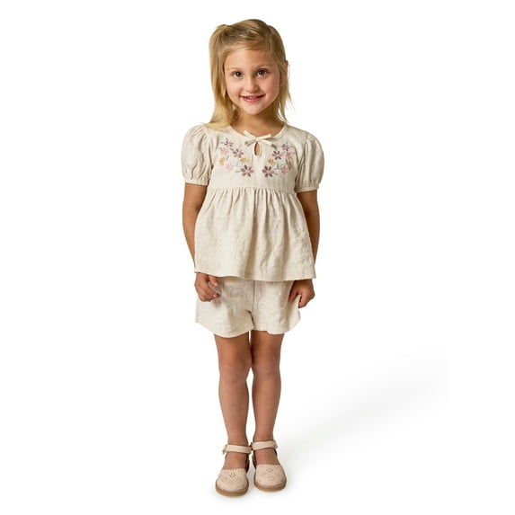 Modern Moments by Gerber Toddler Girl Puff Sleeve Outfit Set, 2-Piece, Sizes 12 Months - 5T