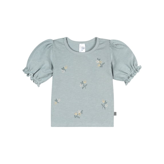 Modern Moments by Gerber Toddler Girl Organic Header Ruffle Puff Sleeve Top, Sizes Months - 5T