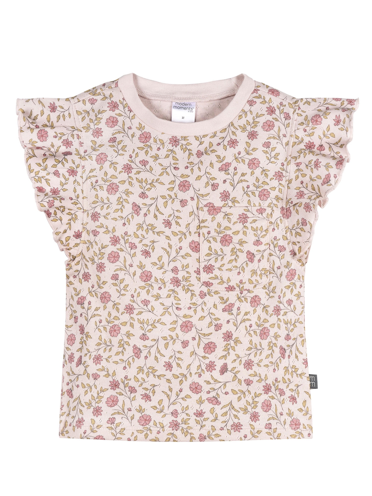 Modern Moments by Gerber Baby and Toddler Girl Organic Pleated Ruffle Sleeve Top, Sizes 0/3 Months - 5T