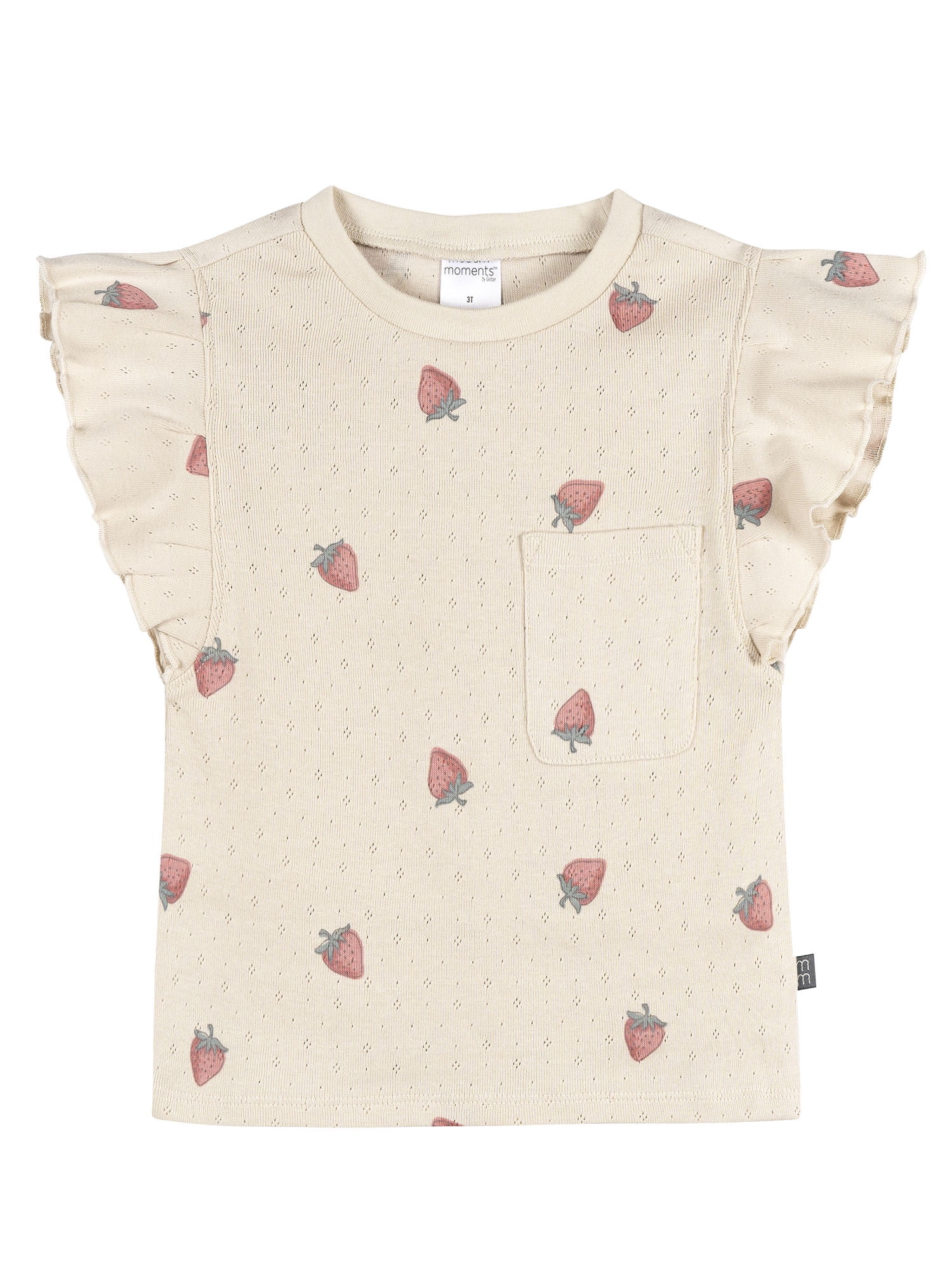 Modern Moments by Gerber Baby and Toddler Girl Organic Pleated Ruffle Sleeve Top, Sizes 0/3 Months - 5T