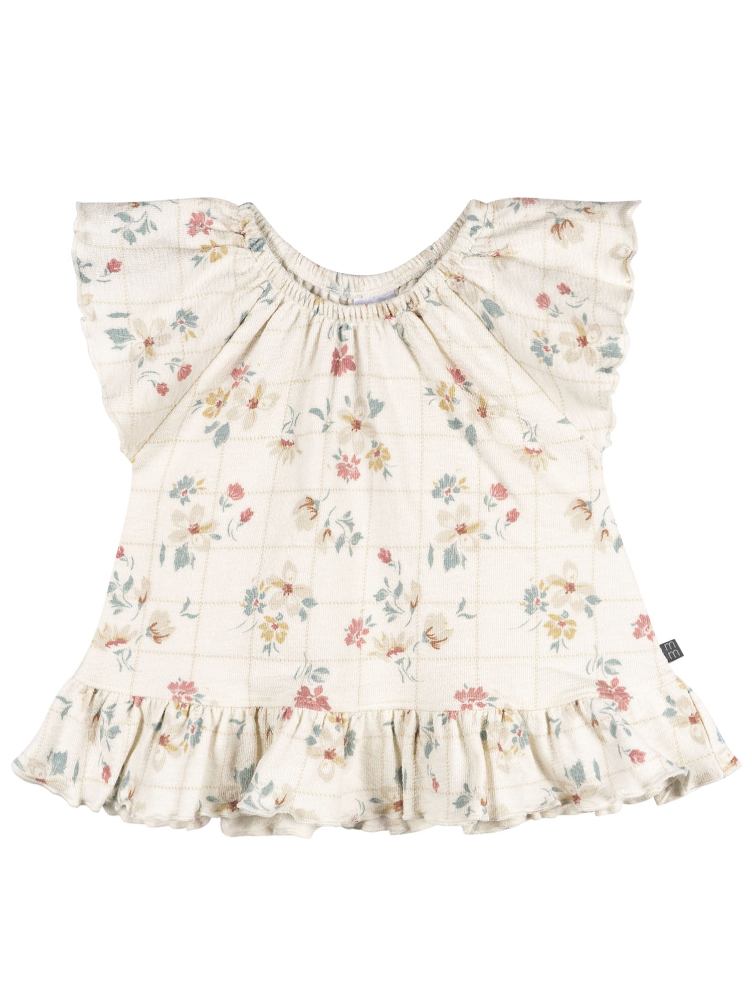 Modern Moments by Gerber Baby and Toddler Girl Organic Peplum Flutter Sleeve Top, Sizes 0/3 Months - 5T