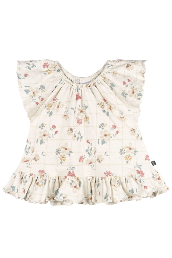 by Gerber Baby and Toddler Girl Peplum Flutter Sleeve Top, Sizes 0/3 Months - 5T