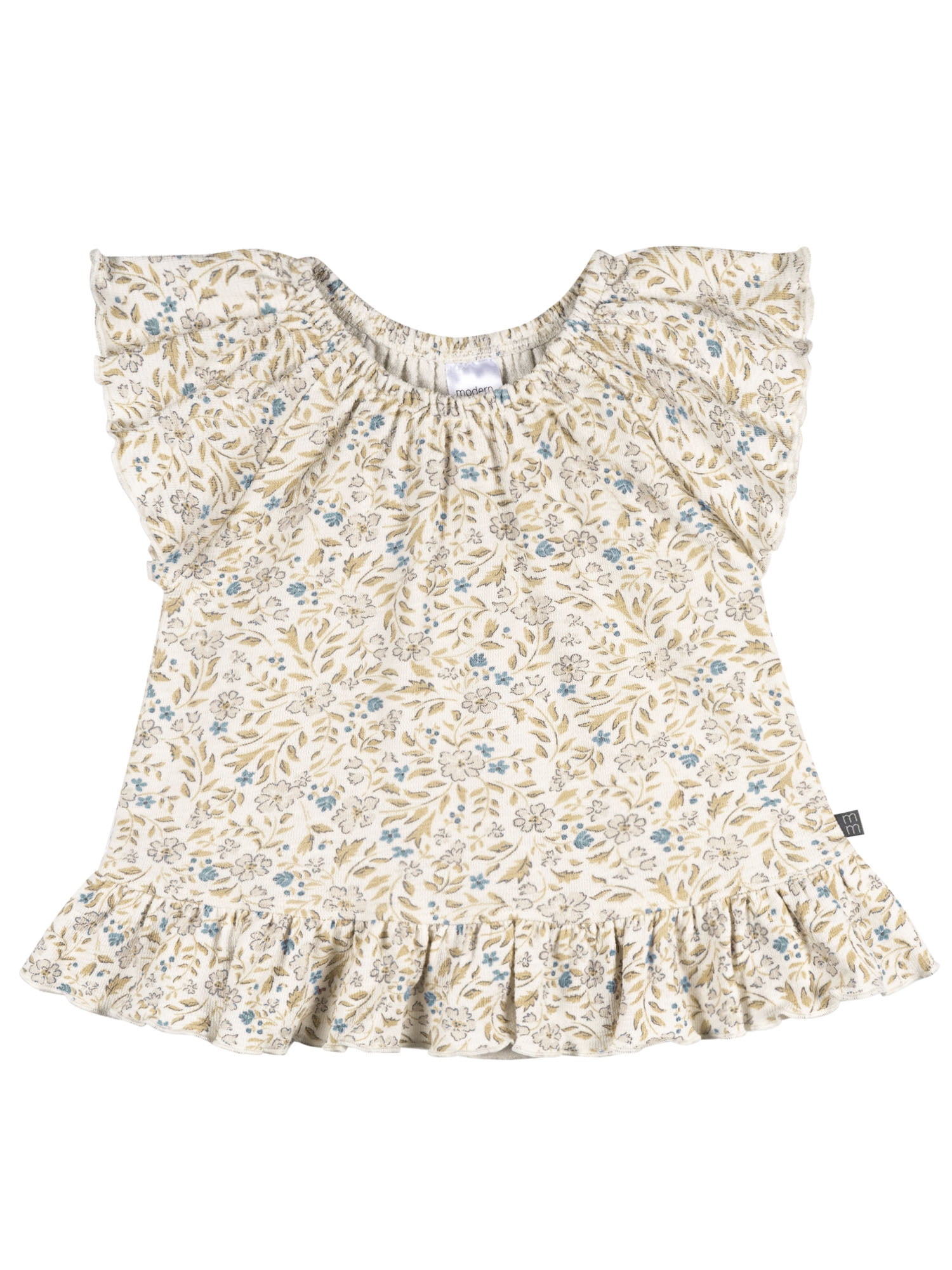 Modern Moments by Gerber Baby and Toddler Girl Organic Peplum Flutter Sleeve Top, Sizes 0/3 Months - 5T