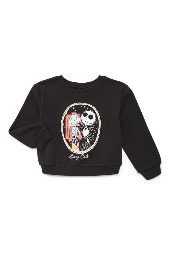 The Nightmare Before Christmas Toddler Girls Fleece Novelty Crew Sweater, Sizes 2T-5T