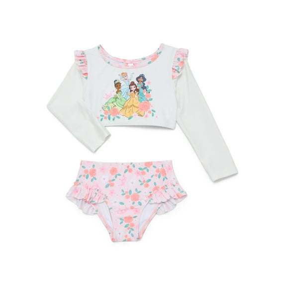 Character Toddler Girl Long- Sleeve Rash Guard Swimsuit, 2-Piece, Sizes 12M-5T