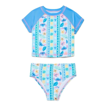 Bluey Character Toddler Girl Rash Guard Bikini Swimsuit Set, 2-Piece, Sizes 12M-5T