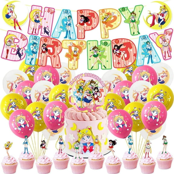 TG Moon girl Theme Birthday Party Supplies Set,Include Banner Cake Topper Balloonfor Kids Birthday Party Decoration