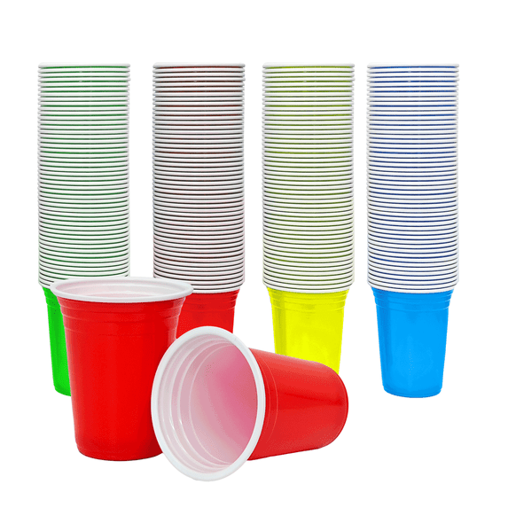 TG TRIGOLD Plastic Party Cups,Assorted Color,12oz,120Count