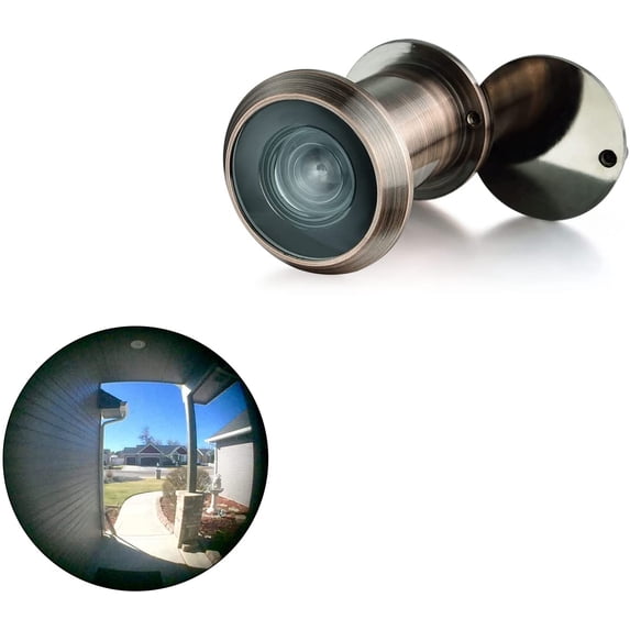 TG3522YG-AC Solid Brass UL Listed 220-degree Door Viewer with Heavy Duty Privacy Cover for 1-3/8" to 2-9/25" Doors, Antique Copper Finish