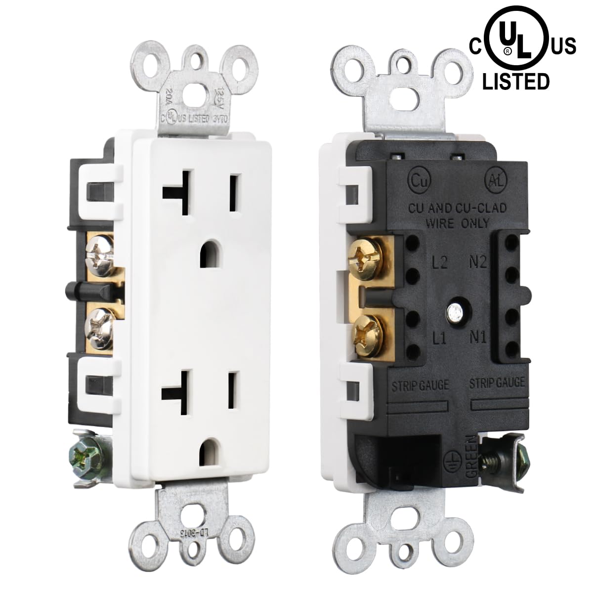 TG4THT-10-Pack Receptacle, 20A 125V 2 Pole 3 Wire Electrical Wall Outlet, Non-Tamper Resistant, Self-Grounding Residential Grade Outlet, UL Listed Glossy White (20Amp.)