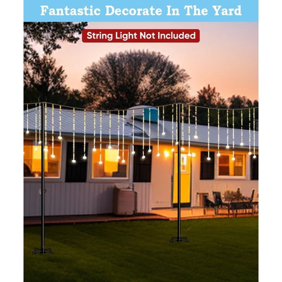 TG4THT-10FT String Light Pole Stand | Outdoor String Lights Hanging, Use for Backyard, Garden, Patio, Party, Festival, Wedding, Picnic, Matte, 3 Pole