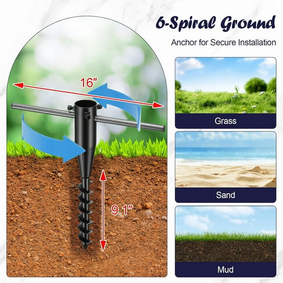 TG4THT-10FT String Light Poles, 1.5 Inch Heavy Duty Poles for Outdoor String Lights with Shepherd Hook, 2 in 1 Light Pole with Anchor for Garden Backyard Patio Bistro Cafe