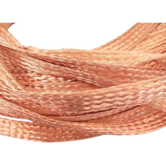 TG4THT-10ft 11mm Flat Copper Braid Cable Bare Copper Braid Wire Ground Lead
