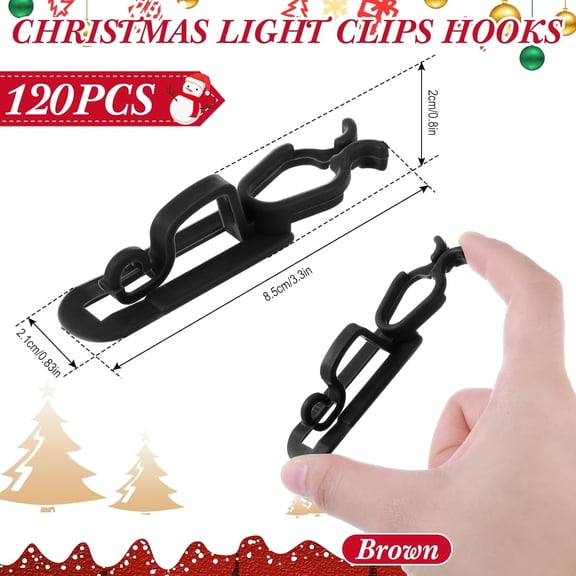 TG4THT-120 Pcs Light Clips Hooks Christmas Shingle Clips Outdoor, All Purpose Gutter Hooks Compatible with C9 C7 C6 for Roof, Roof Ridge Line, Fence (Black)