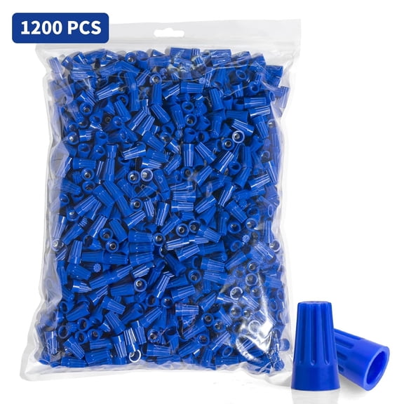 TG4THT-1200 Pcs Blue Wire Connectors, Electrical Wire Caps for AWG 22-14 with Insulating Insert, Spring Twist Terminals for Quick Connect, Wire Terminal Connectors Kit