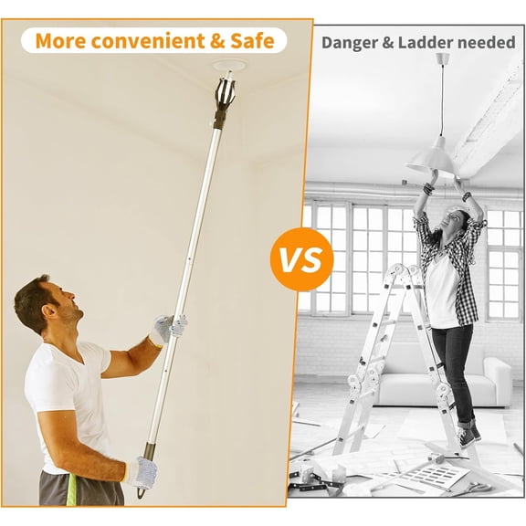 TG4THT-12FT Lightbulb Changer for High Ceilings, High Reach Light Bulb Changer,Light Bulb Changer with Pole Extension,Baskets and Suction Cup, Bulb Removal Tool