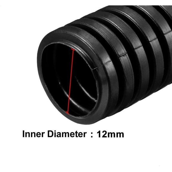 TG4THT-12mm ID Corrugated Tubing Not-Split Flexible Bellows Tube Pipe Preservative for Electric Conduit Liquid - 20 Feet Black PE Plastic