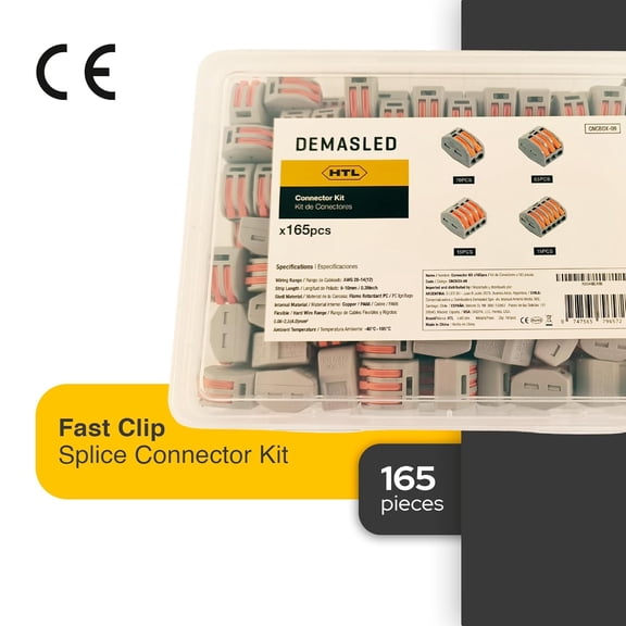 TG4THT-165 Pcs Compact Electric Wire Connectors with 2, 3, 4, and 5 Lever Terminals, Quick Connect Splice Connector Kit, Lever-Nut Terminals for Electrical Splicing and Wire Connections