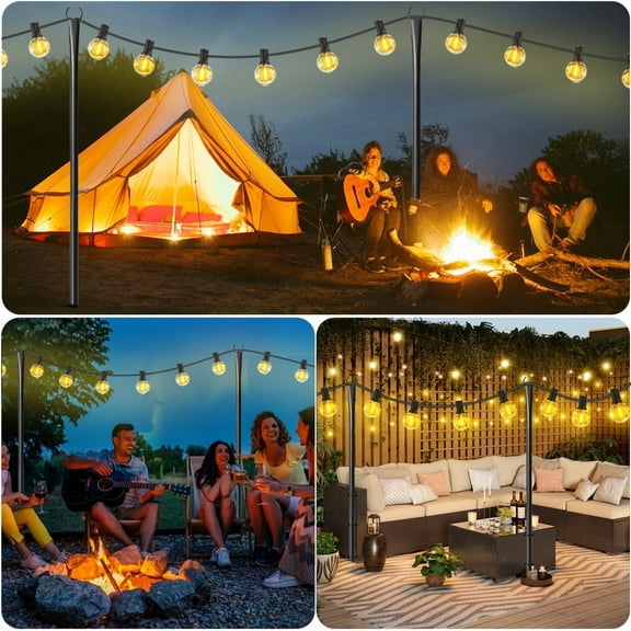 TG4THT-2 Pack 10FT Lighting Hanging Pole for Outside, Waterproof Hardened Metal Outdoor String Light Poles for Patio, Garden, Bistro, Wedding, Parties