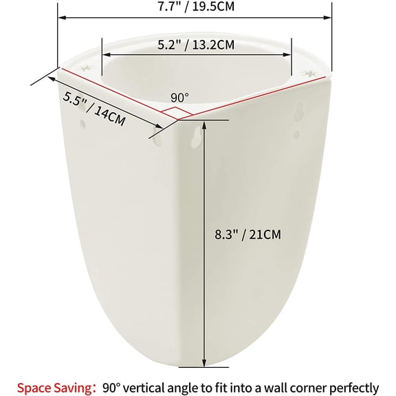 TG4THT-2 Pack Corner Wall Mounted Hanging Planter Self Watering Triangle Plastic Flower Pot Decorative Modern Plant Vase Container Holder for Succulent Indoor Outdoor Home Office Dcor White