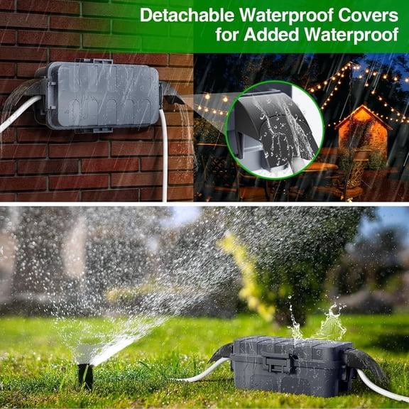 TG4THT-2-Piece Outdoor Waterproof Electrical Box Set 11.5" x 5.2" x 4" Medium & 8.1" x 4.9" x 3.1" Small Weatherproof Electrical Boxes for Power Strip, Holiday String Light, Gray