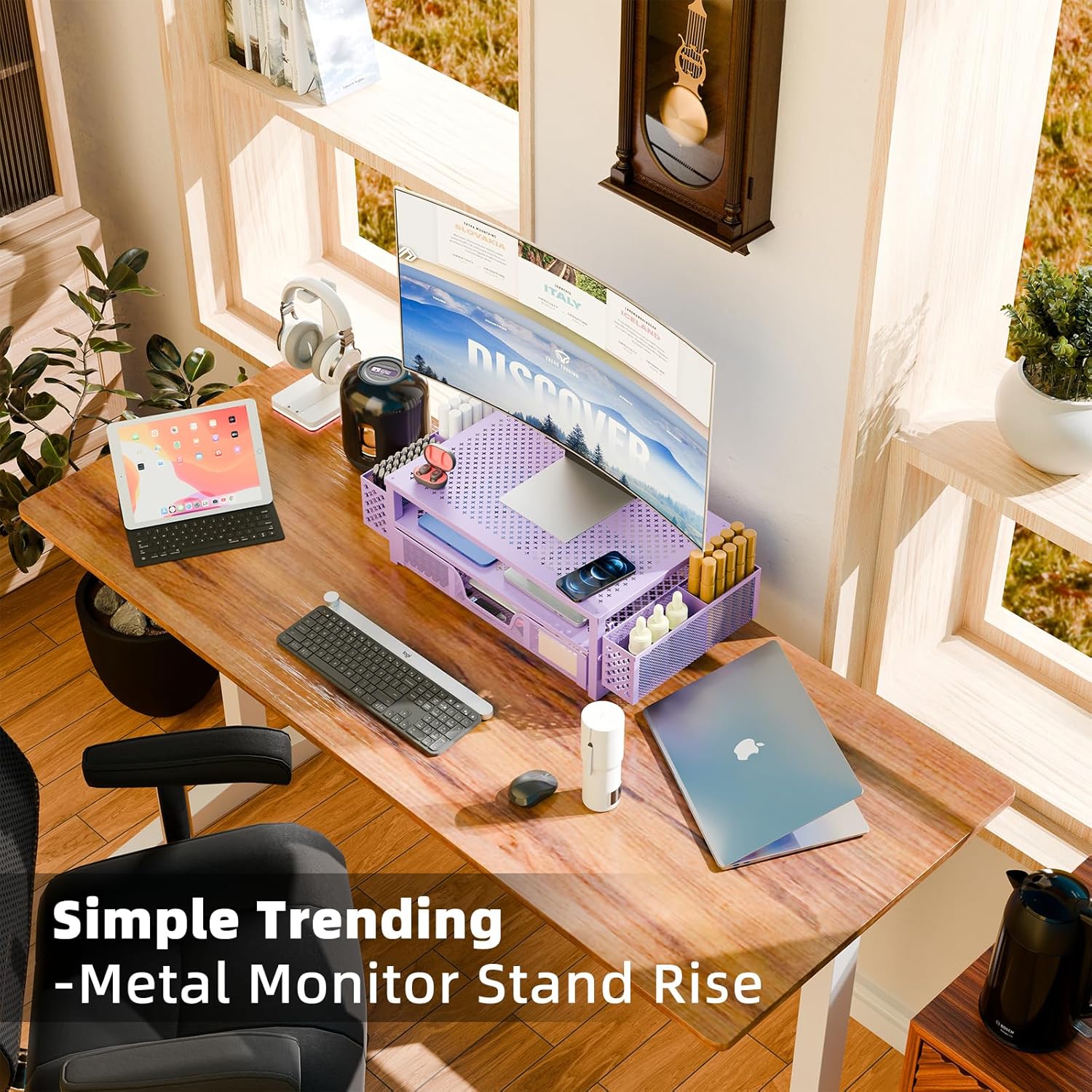 TG4THT-2 Tier Metal Monitor Stand Monitor riser and Computer Desk ...