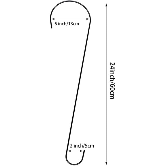 TG4THT-24 Inch Large Tree Branch Hooks, 6 Pack Extra Long Metal Black S Hooks for Hanging Plants, Garden Hooks for Hanging Bird Feeders,Plant Hooks Outdoor Hanging Basket-Outdoor or Indoor Use