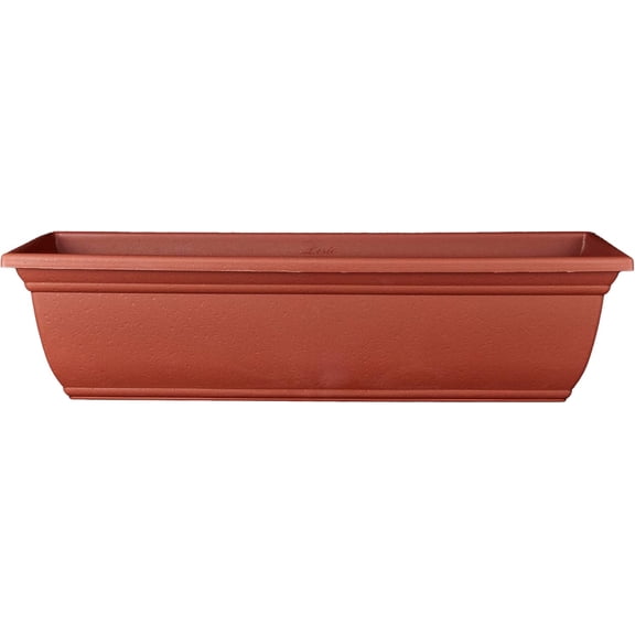 TG4THT-24 Inch Mojave Window Planter Box with Drainage Holes, Lightweight UV-Resistant Plastic Outdoor Planters, 2-Pack Flower Box for Garden & Home Decor, Brick Red